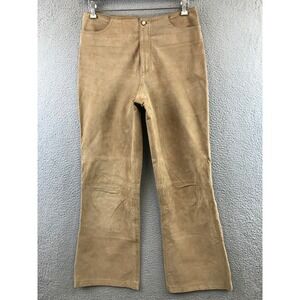 Vintage Mossimo Womens Size‎ 12 Tan Genuine Leather Flare Leg Pants